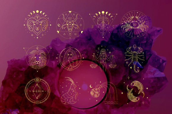 Download Golden Zodiac Signs. Horoscope Logos. - Old Collection