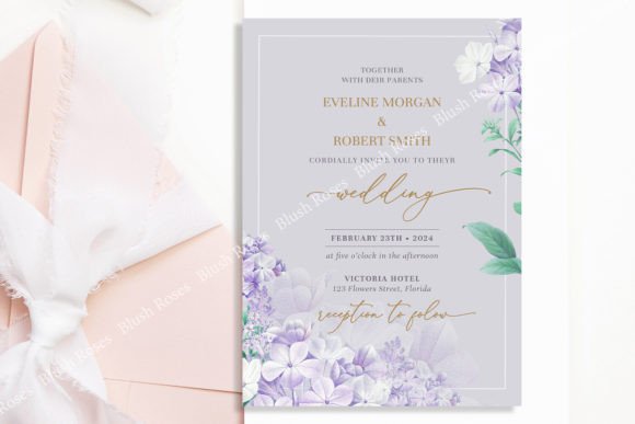 Download Purple Spring Flowers Gold Font Invite - Old Collection