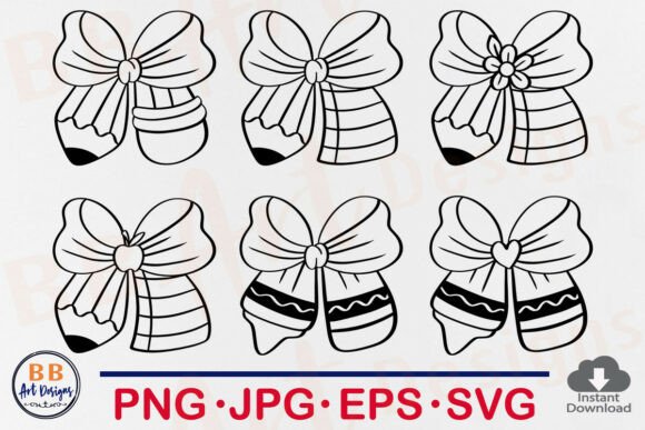 Download Pencil Bow SVG, Coquette Teacher Crayon - Premium Bundle