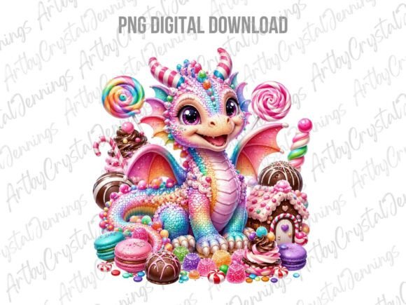 Download Mythical Candy Dragon Watercolor PNG - Candy Collection