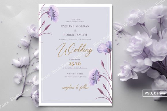 Download Purple Spring Flowers Gold Font Invite - Old Collection